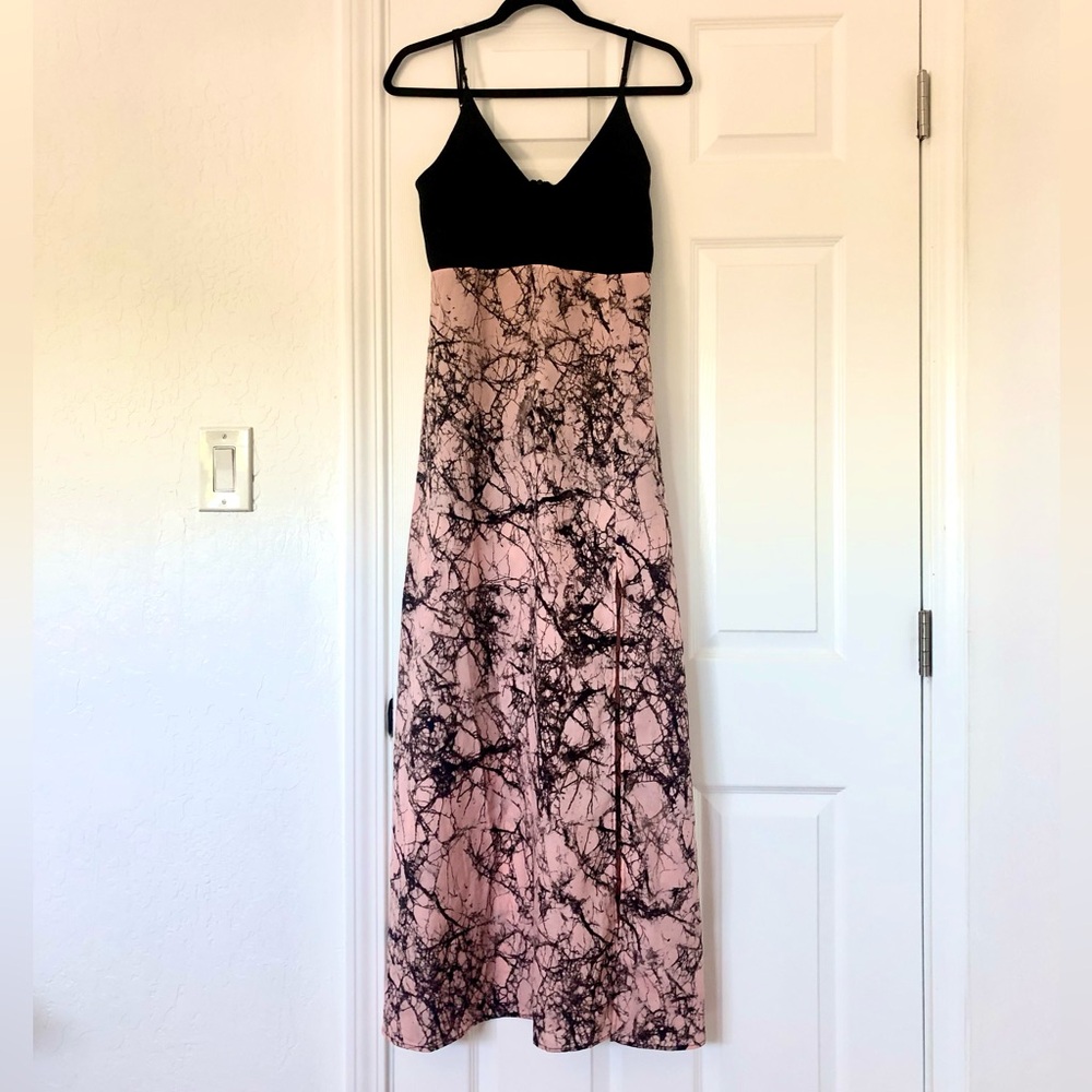Maxi Dress with Pink and Black Marble Pattern